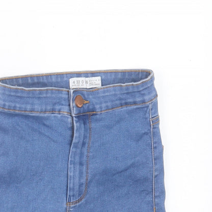 Denim & Co. Womens Blue Cotton Hot Pants Shorts Size 4 L3 in Regular Button