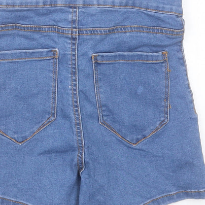 Denim & Co. Womens Blue Cotton Hot Pants Shorts Size 4 L3 in Regular Button