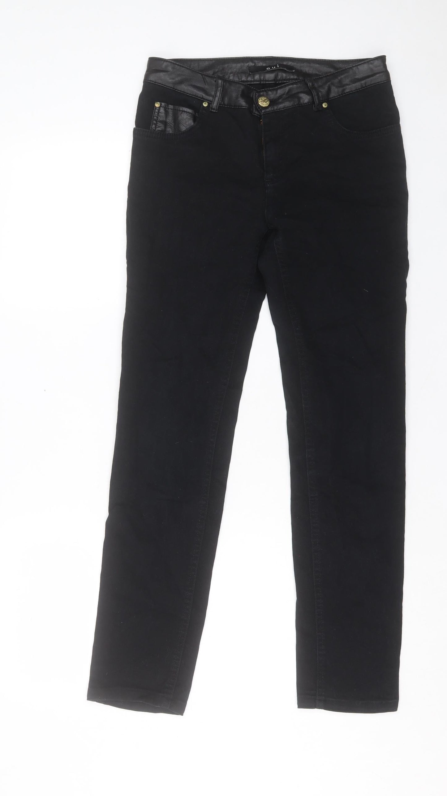 Womens UK Size 10 Oui Regular Fit Straight Black Jeans