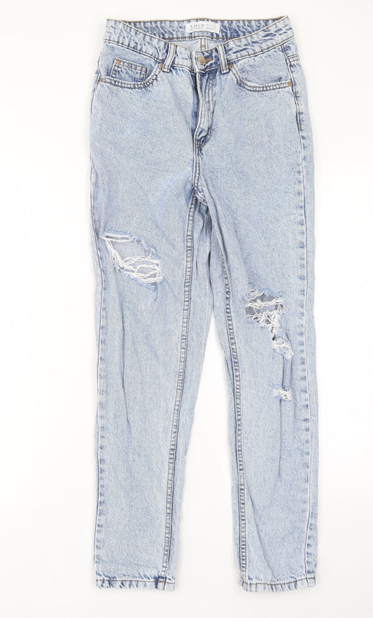 Denim & Co. Womens Blue Cotton Straight Jeans Size 6 L28 in Regular Button