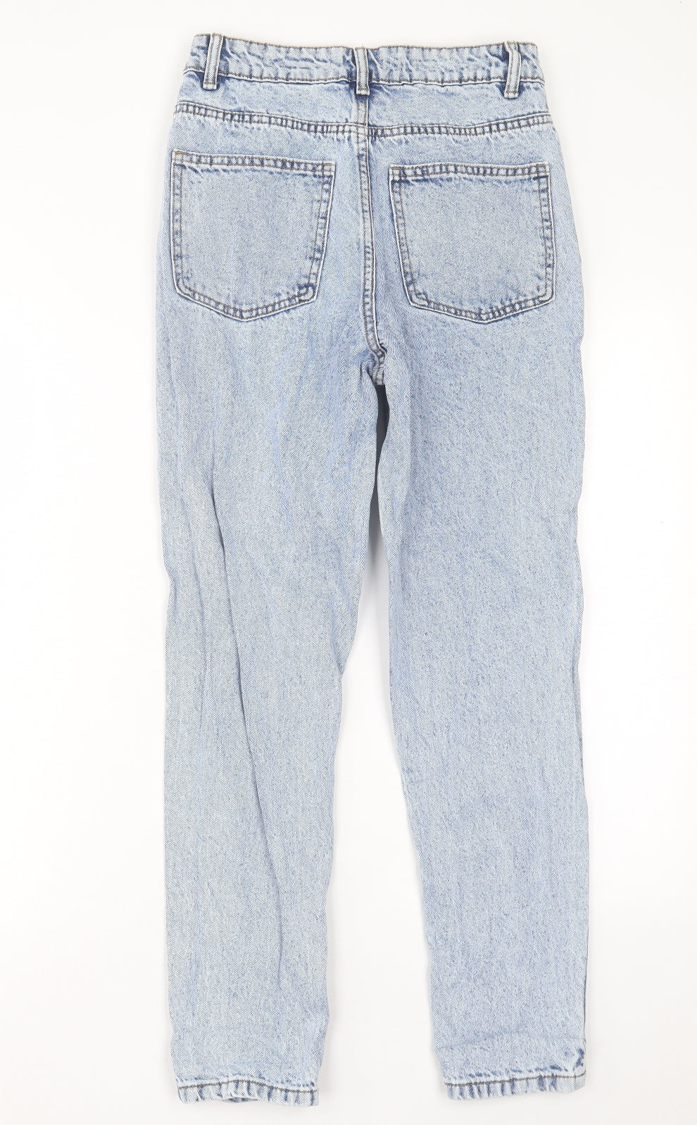 Denim & Co. Womens Blue Cotton Straight Jeans Size 6 L28 in Regular Button