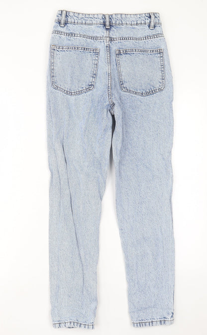 Denim & Co. Womens Blue Cotton Straight Jeans Size 6 L28 in Regular Button