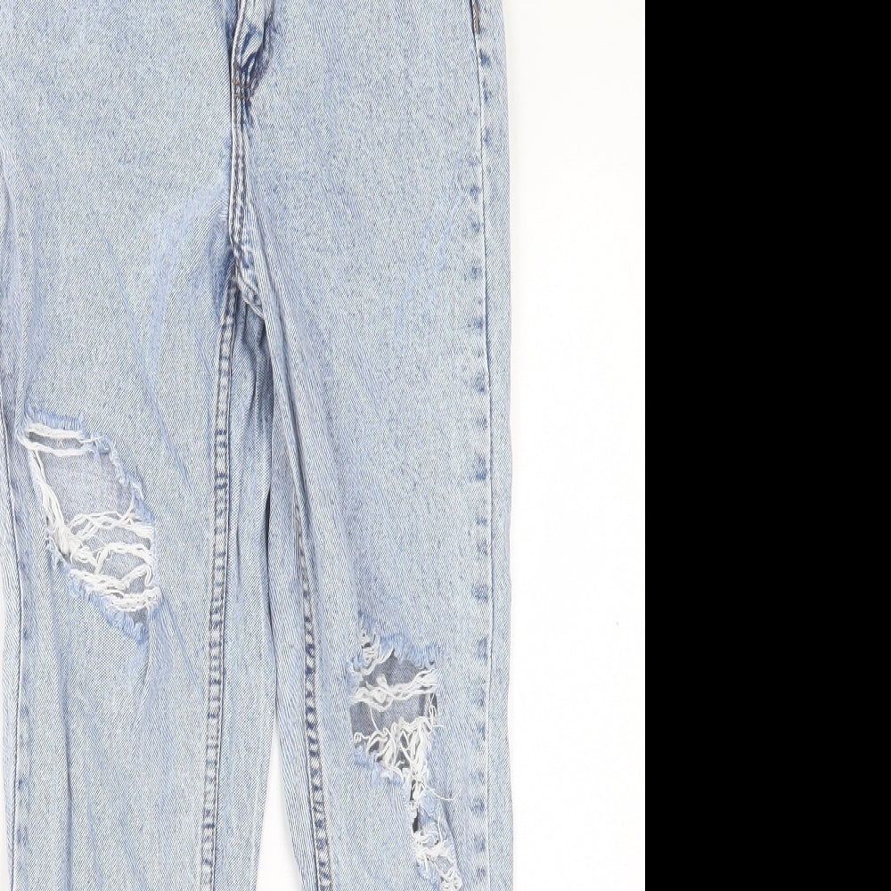 Denim & Co. Womens Blue Cotton Straight Jeans Size 6 L28 in Regular Button