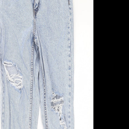 Denim & Co. Womens Blue Cotton Straight Jeans Size 6 L28 in Regular Button