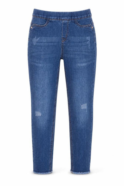 Denim & Co. Girls Blue Camel Capri Jeans Size 11-12 Years Regular Pullover