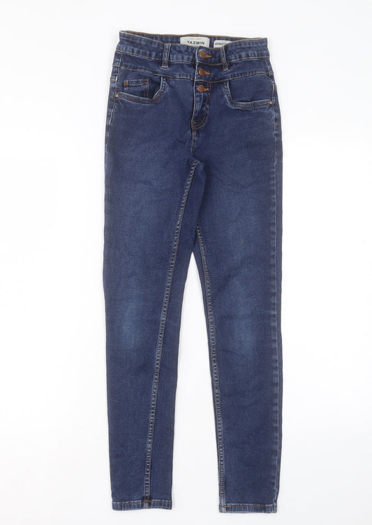 New Look Womens Blue Cotton Skinny Jeans Size 6 L27 in Regular Button
