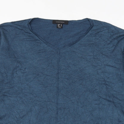Atmosphere Womens Blue V-Neck Viscose Pullover Jumper Size 10