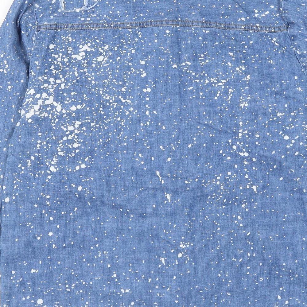 Angel & Rocket Girls Blue Geometric Cotton Basic Button-Up Size 11 Years Collared Button - Splatter