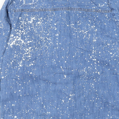 Angel & Rocket Girls Blue Geometric Cotton Basic Button-Up Size 11 Years Collared Button - Splatter