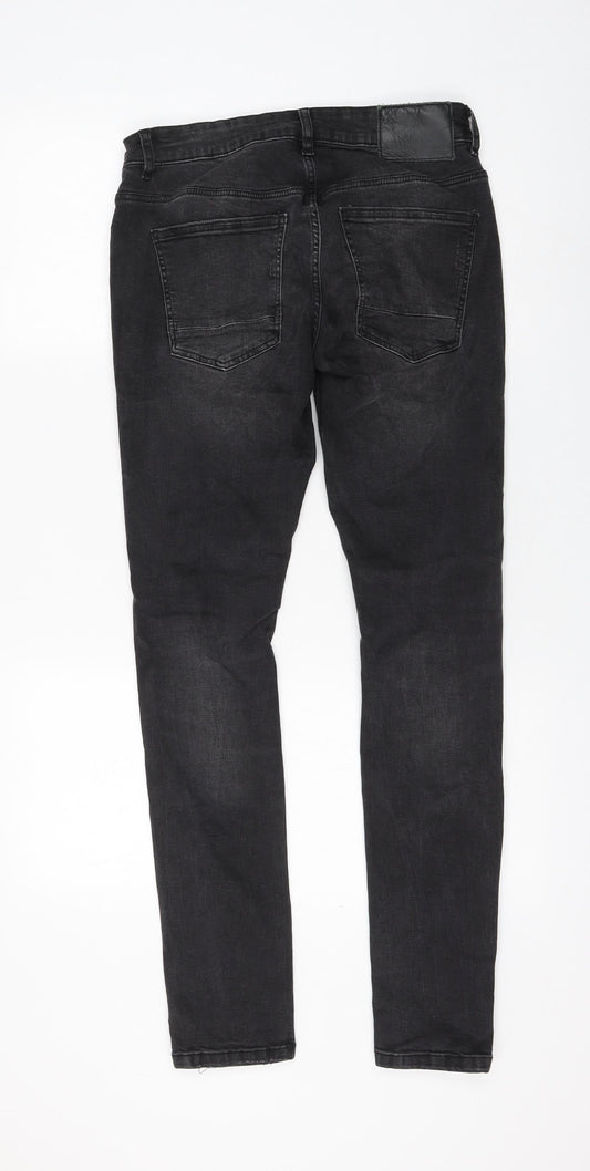 Primark Womens Black Cotton Skinny Jeans Size 30 in L32 in Regular Zip