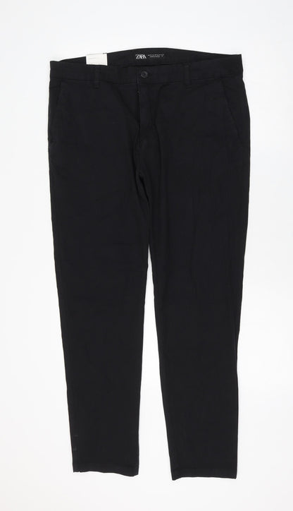 Womens UK Size 36 in Zara Regular Fit  Black Trousers
