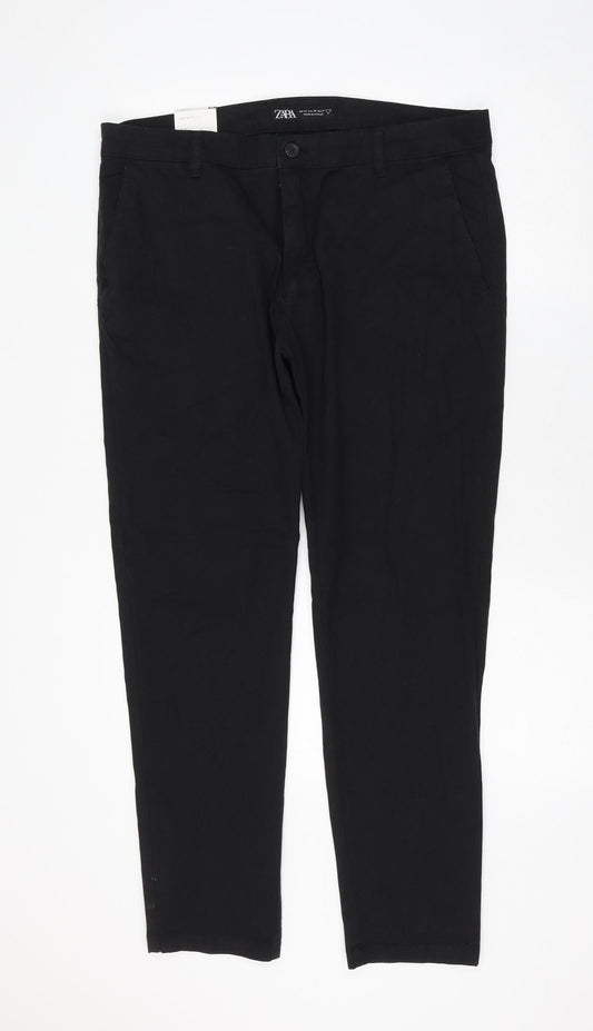 Womens UK Size 36 in Zara Regular Fit  Black Trousers