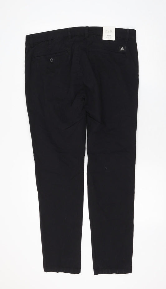 Womens UK Size 36 in Zara Regular Fit  Black Trousers