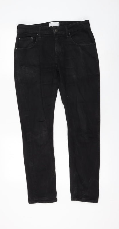 ASOS Womens Black Cotton Straight Jeans Size 30 in L30 in Regular Zip