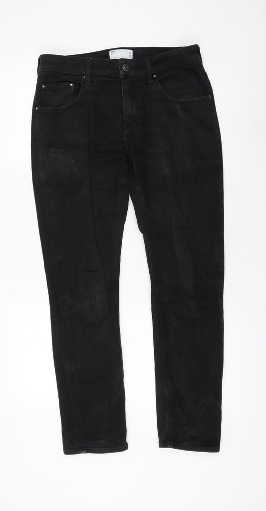 ASOS Womens Black Cotton Straight Jeans Size 30 in L30 in Regular Zip