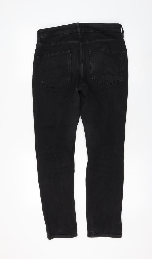 ASOS Womens Black Cotton Straight Jeans Size 30 in L30 in Regular Zip