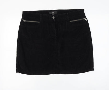 NEXT Womens Black Cotton A-Line Skirt Size 8 Zip