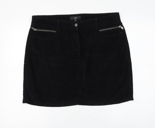 NEXT Womens Black Cotton A-Line Skirt Size 8 Zip