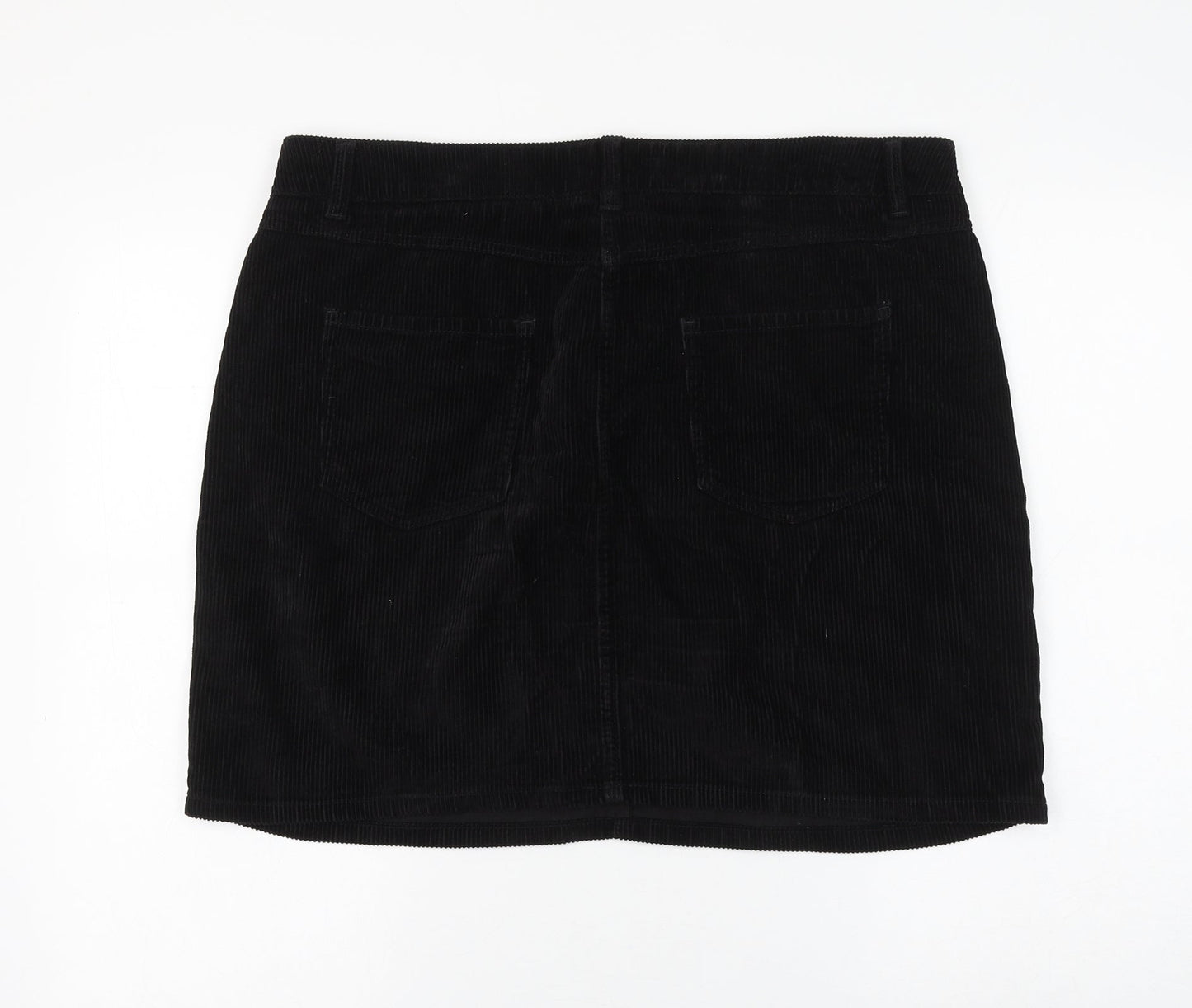 NEXT Womens Black Cotton A-Line Skirt Size 8 Zip