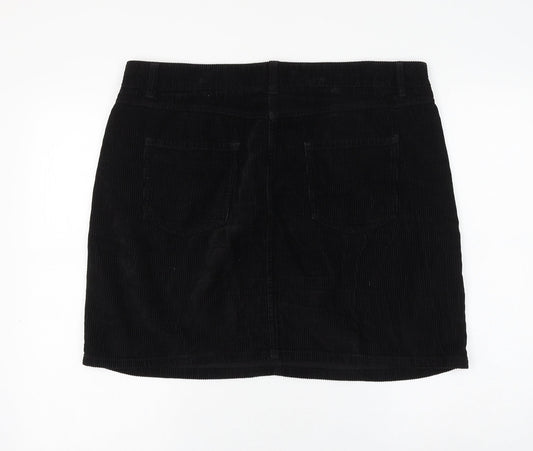 NEXT Womens Black Cotton A-Line Skirt Size 8 Zip