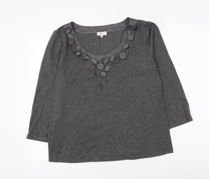 CC Womens Grey Polyester Basic Blouse Size L Scoop Neck
