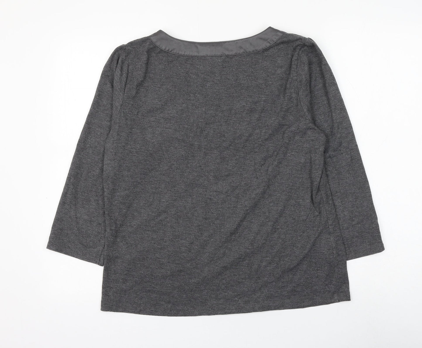 CC Womens Grey Polyester Basic Blouse Size L Scoop Neck