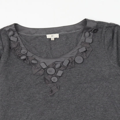CC Womens Grey Polyester Basic Blouse Size L Scoop Neck