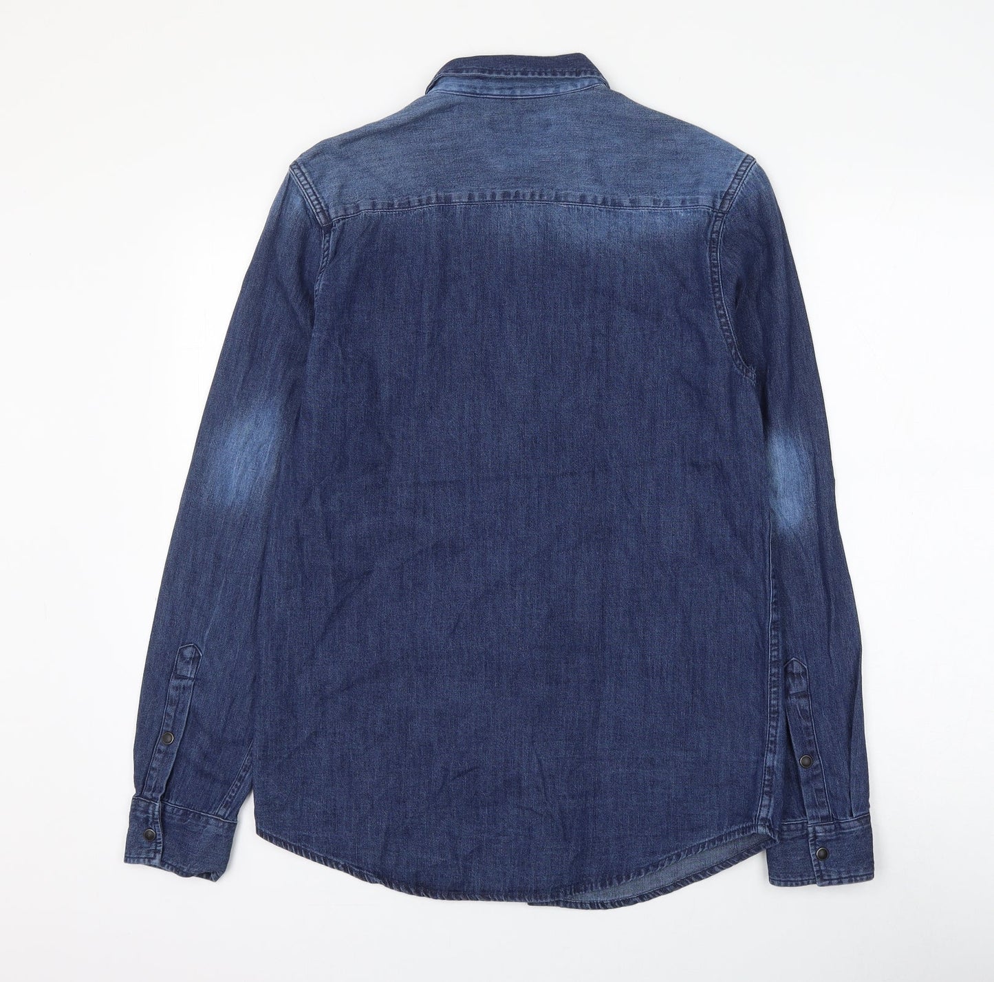 Mens UK Size S Cedar Wood State Blue  Button-Up Long Sleeve Casual Shirt