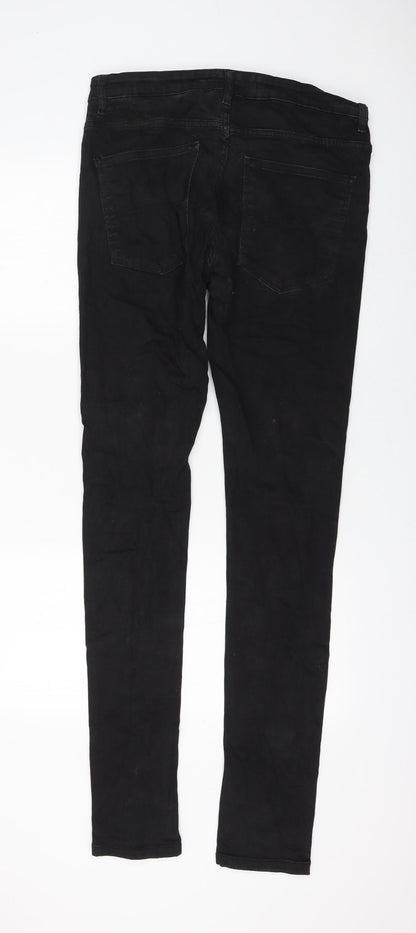 Brave Soul Womens Black Cotton Skinny Jeans Size 34 in L38 in Regular Zip