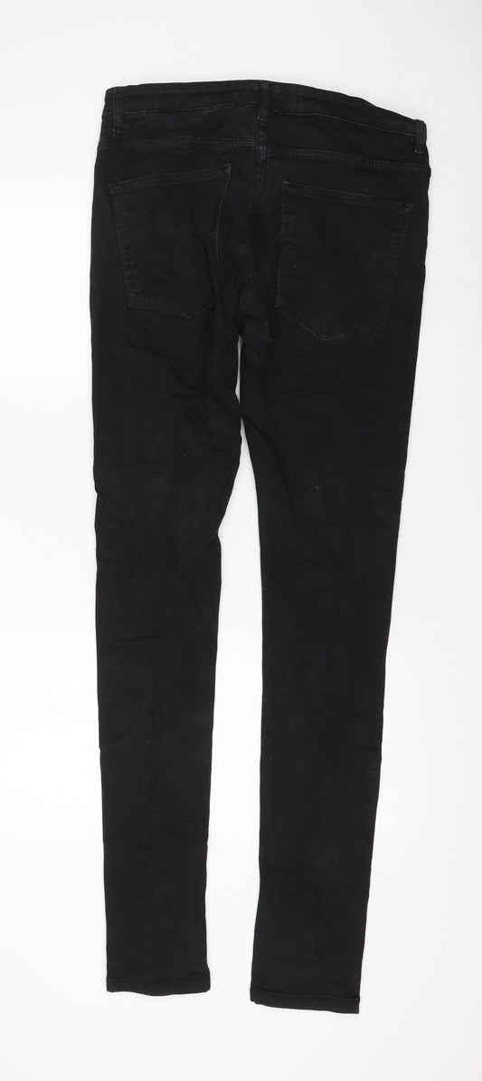 Brave Soul Womens Black Cotton Skinny Jeans Size 34 in L38 in Regular Zip