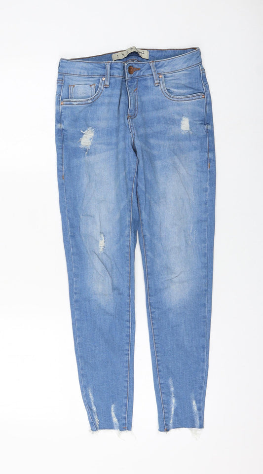 Primark Womens Blue Cotton Skinny Jeans Size 6 L26 in Regular Zip