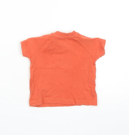Nutmeg Baby Orange Cotton Basic T-Shirt Size 0-3 Months Round Neck Snap - Mickey Mouse
