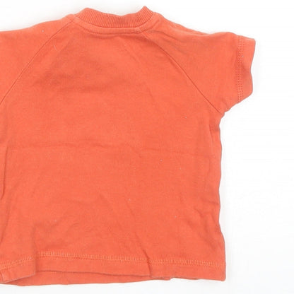 Nutmeg Baby Orange Cotton Basic T-Shirt Size 0-3 Months Round Neck Snap - Mickey Mouse