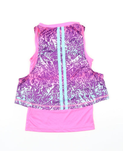 Lonsdale Girls Multicoloured Geometric Polyester Basic Tank Size 9-10 Years Round Neck Pullover - Fitness