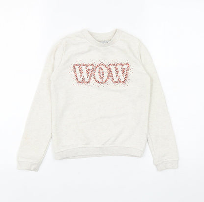 Primark Girls Ivory Cotton Pullover Sweatshirt Size 7-8 Years Pullover - WOW
