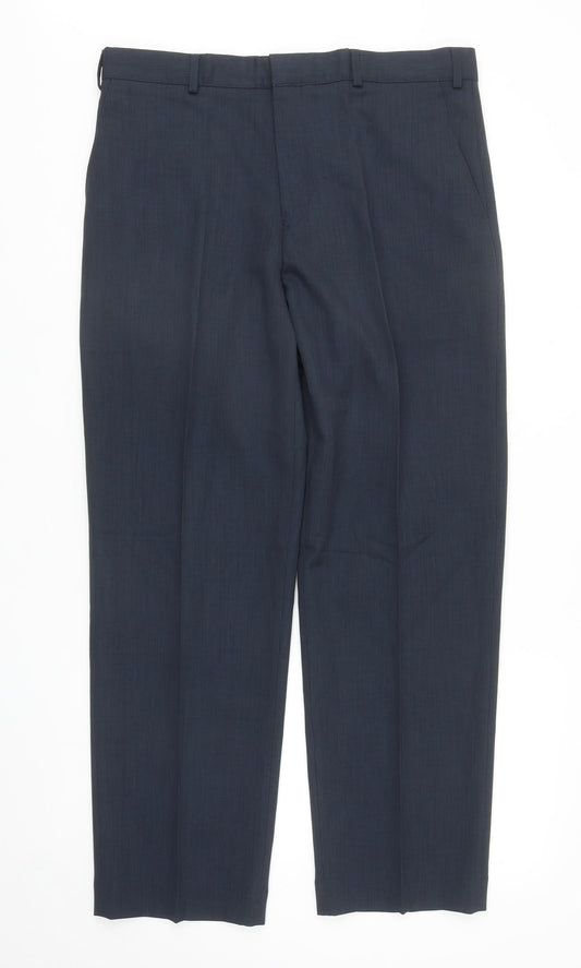 Mens UK Size 36 in BHS Regular Fit Dress Pants Blue Trousers