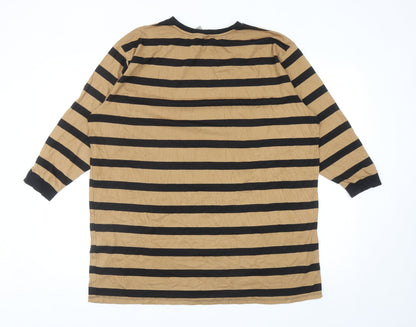 ASOS Womens Brown Striped Cotton Tunic T-Shirt Size 8 Round Neck