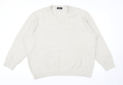 Marks and Spencer Mens Grey V-Neck Acrylic Pullover Jumper Size XL