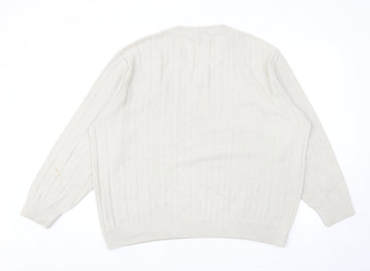 Marks and Spencer Mens Grey V-Neck Acrylic Pullover Jumper Size XL