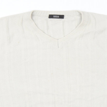 Marks and Spencer Mens Grey V-Neck Acrylic Pullover Jumper Size XL