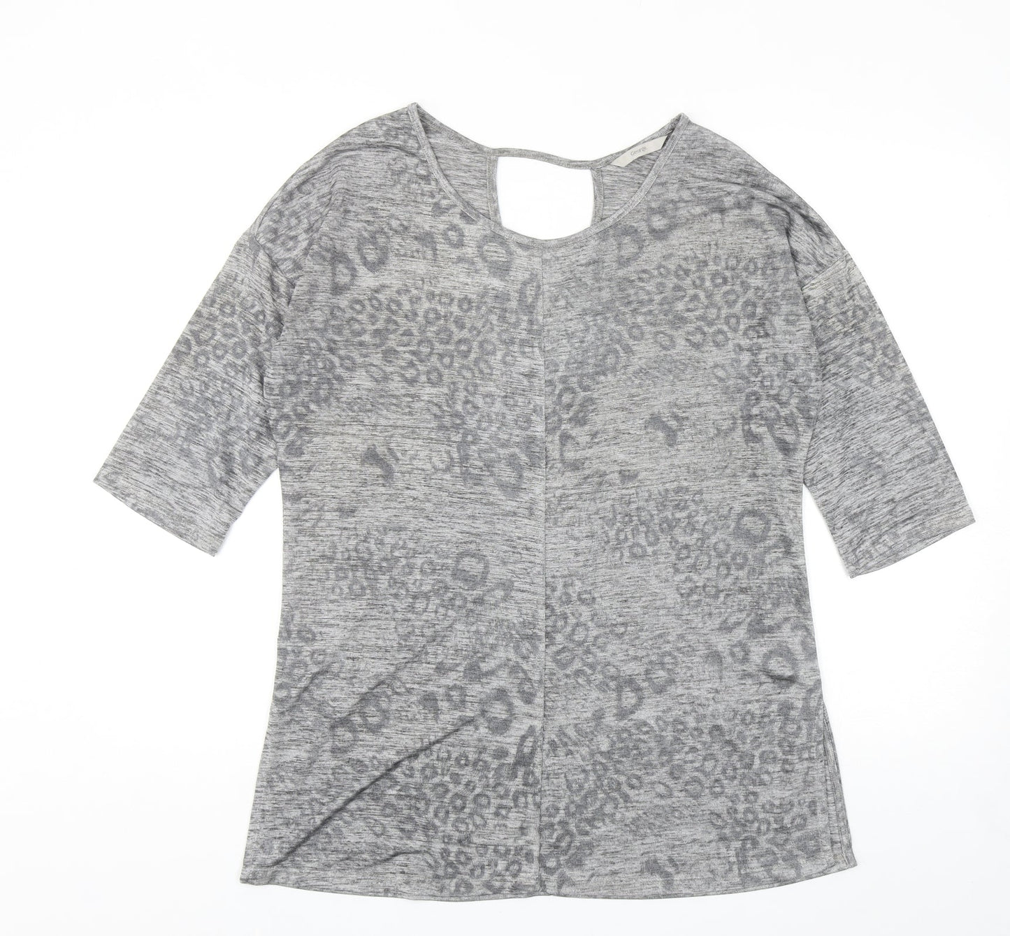 George Womens Grey Scoop Neck Animal Print Polyester Tunic Jumper Size 14 - Leopard Print