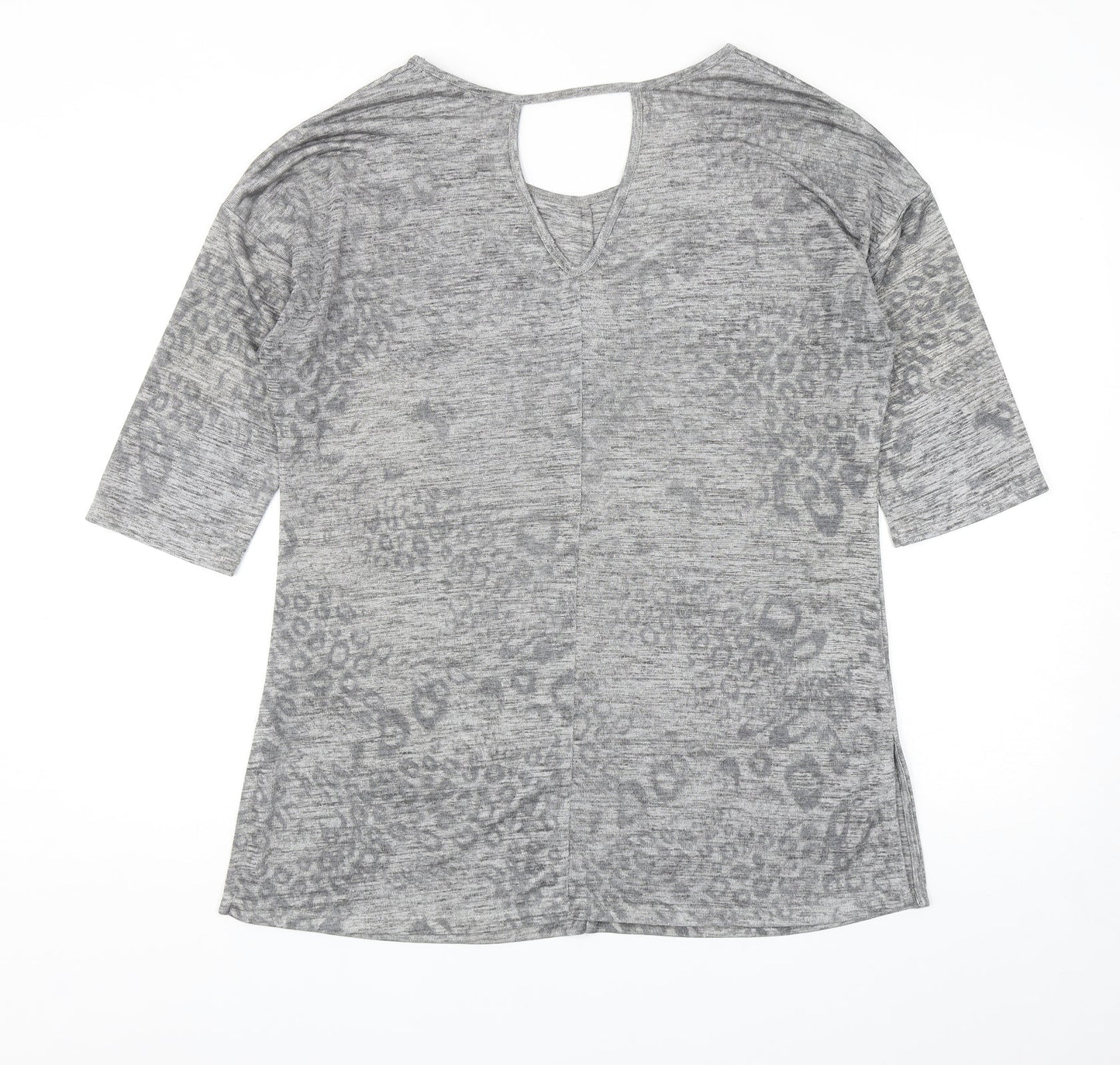 George Womens Grey Scoop Neck Animal Print Polyester Tunic Jumper Size 14 - Leopard Print
