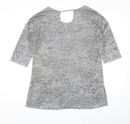George Womens Grey Scoop Neck Animal Print Polyester Tunic Jumper Size 14 - Leopard Print