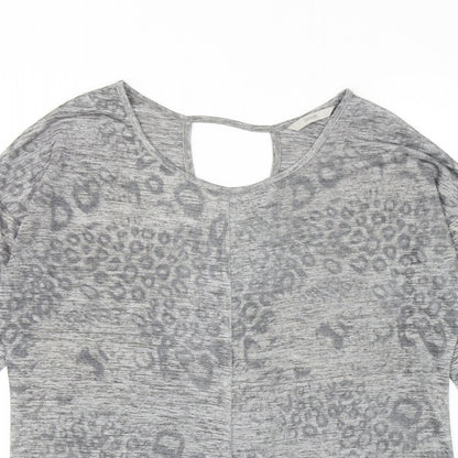 George Womens Grey Scoop Neck Animal Print Polyester Tunic Jumper Size 14 - Leopard Print