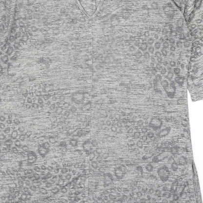 George Womens Grey Scoop Neck Animal Print Polyester Tunic Jumper Size 14 - Leopard Print