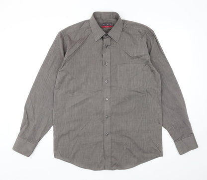 Mens UK Size 39 Marks and Spencer Brown  Button-Up Long Sleeve Casual Shirt