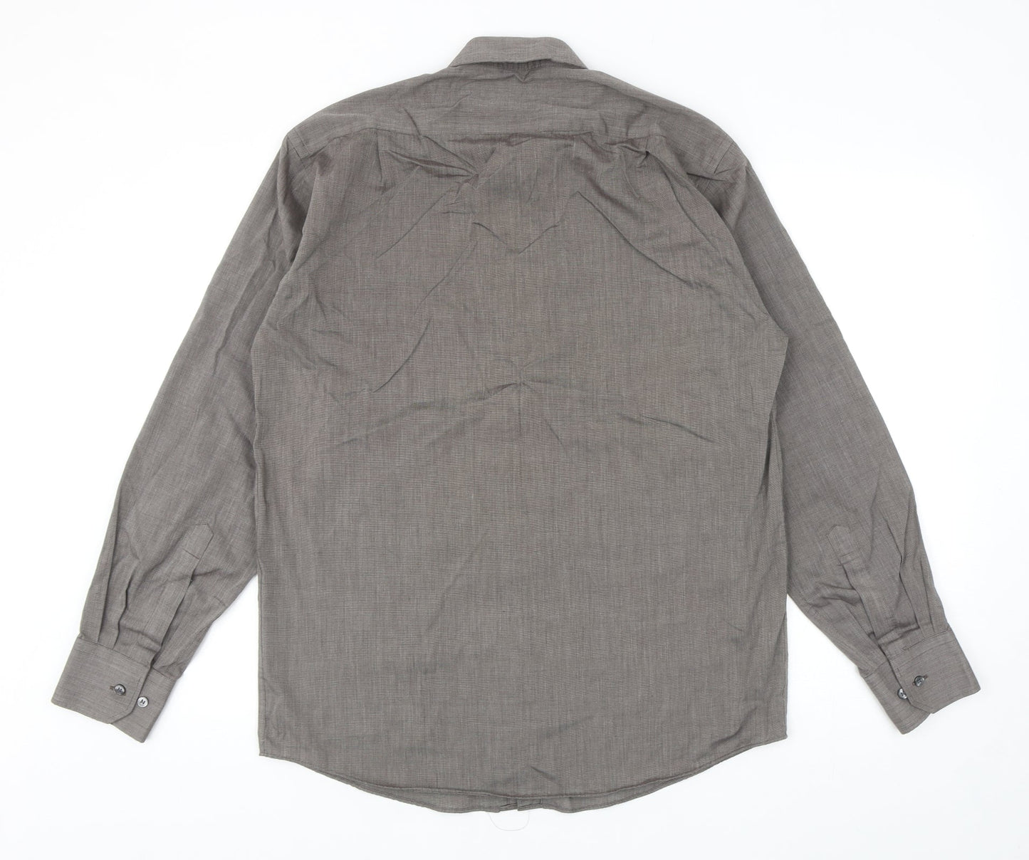 Mens UK Size 39 Marks and Spencer Brown  Button-Up Long Sleeve Casual Shirt