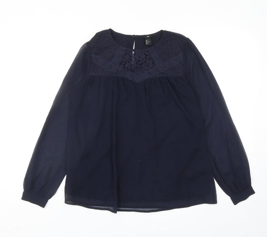 Womens UK Size 8 H&M Blue Basic Blouse