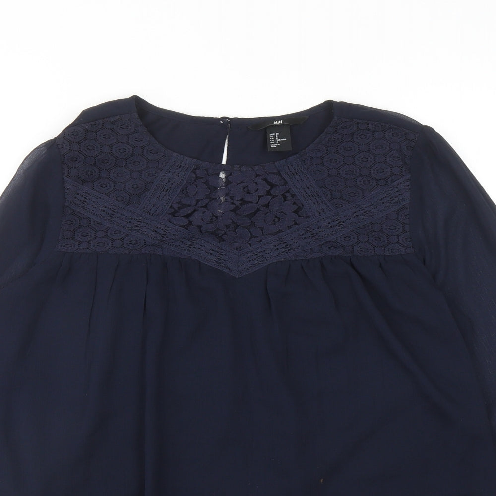 Womens UK Size 8 H&M Blue Basic Blouse