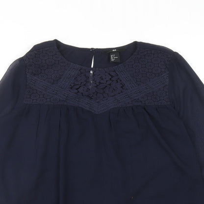 Womens UK Size 8 H&M Blue Basic Blouse